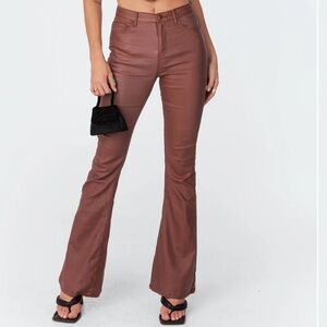 Edikted Luna Faux Leather Flare Pants